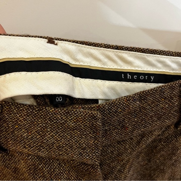 theory pants size 00 in brown wool flared leg - Picture 2 of 5